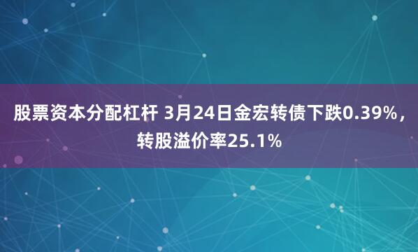 股票资本分配杠杆 3月24日金宏转债下跌0.39%，转股溢价率25.1%