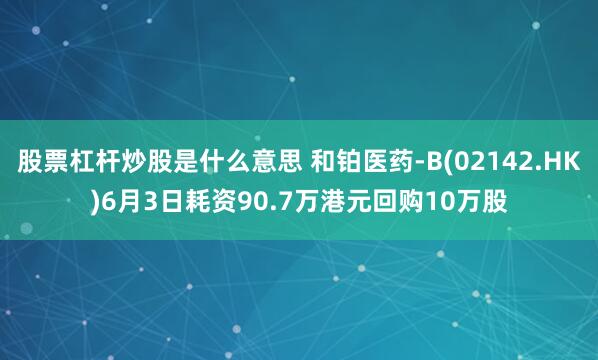 股票杠杆炒股是什么意思 和铂医药-B(02142.HK)6月3日耗资90.7万港元回购10万股